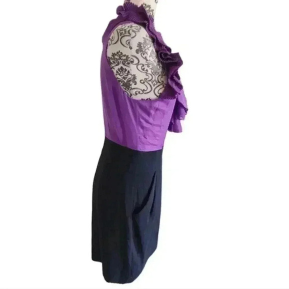 Bcbgmaxazria Dress Black Orchid Silk Ruffles Whimsigoth New With Tags Women's 6 - Picture 5 of 16